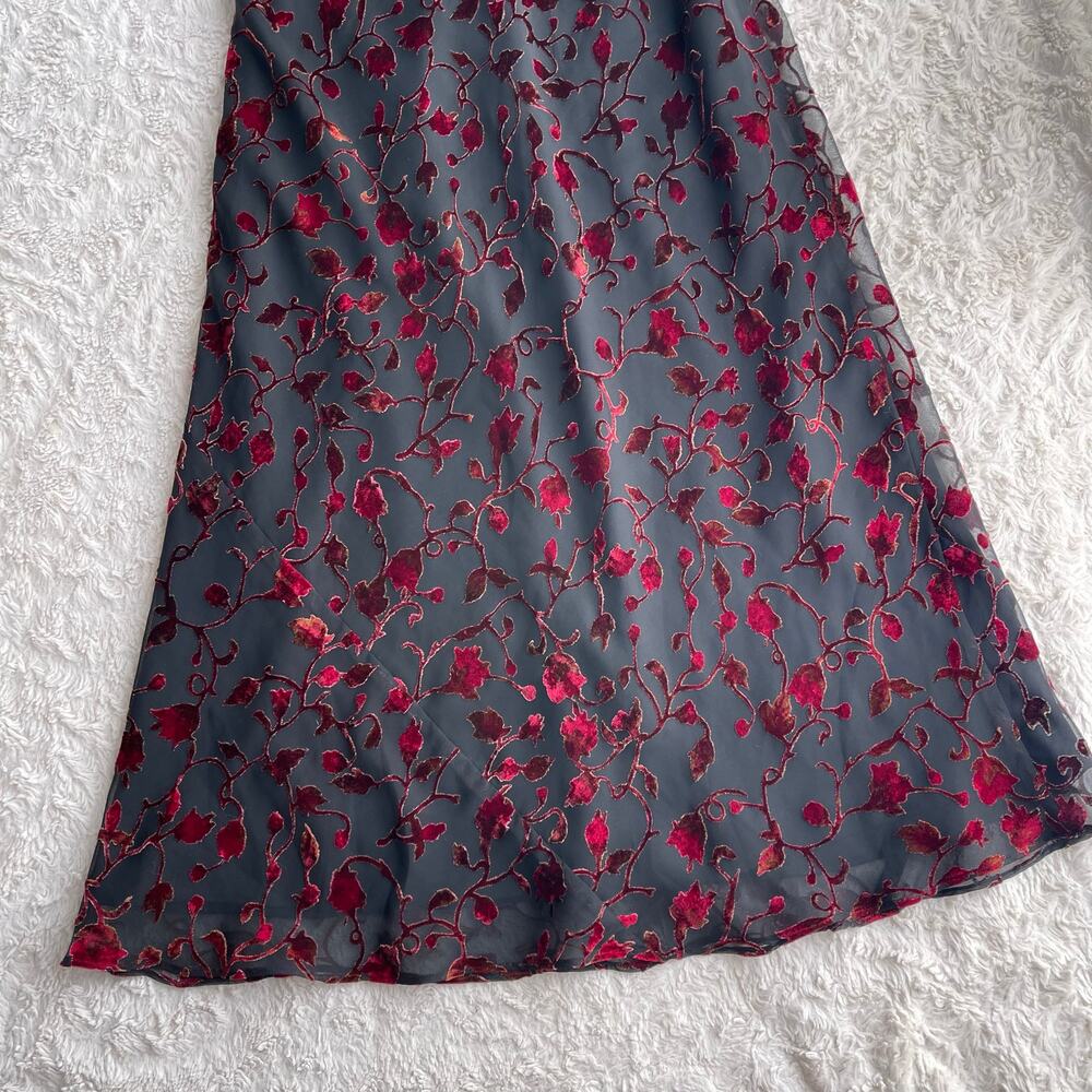 Vintage velvet burnout floral prom‎ formal dress maxi gown Ann Taylor 90s Y2K - Picture 8 of 14